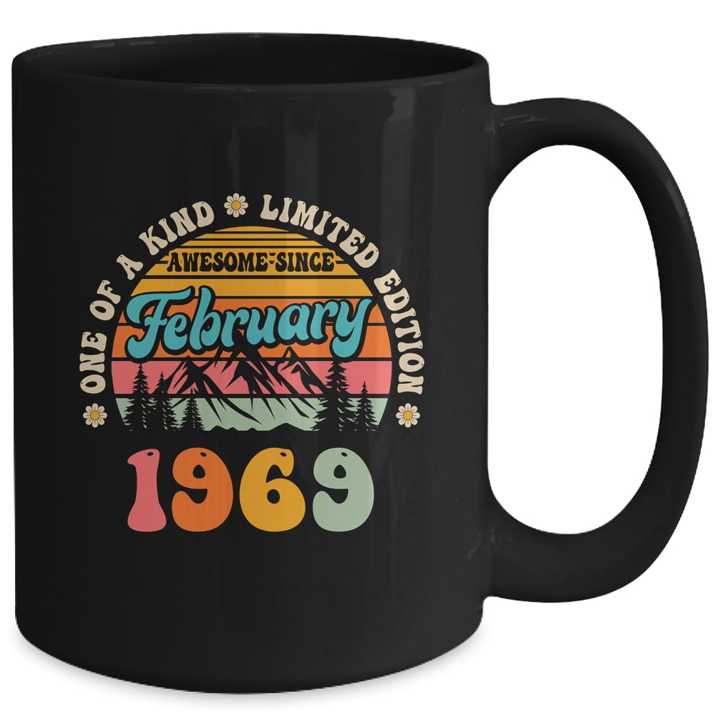 55 Years Old Awesome Since February 1969 55th Birthday Groovy Mug | siriusteestore