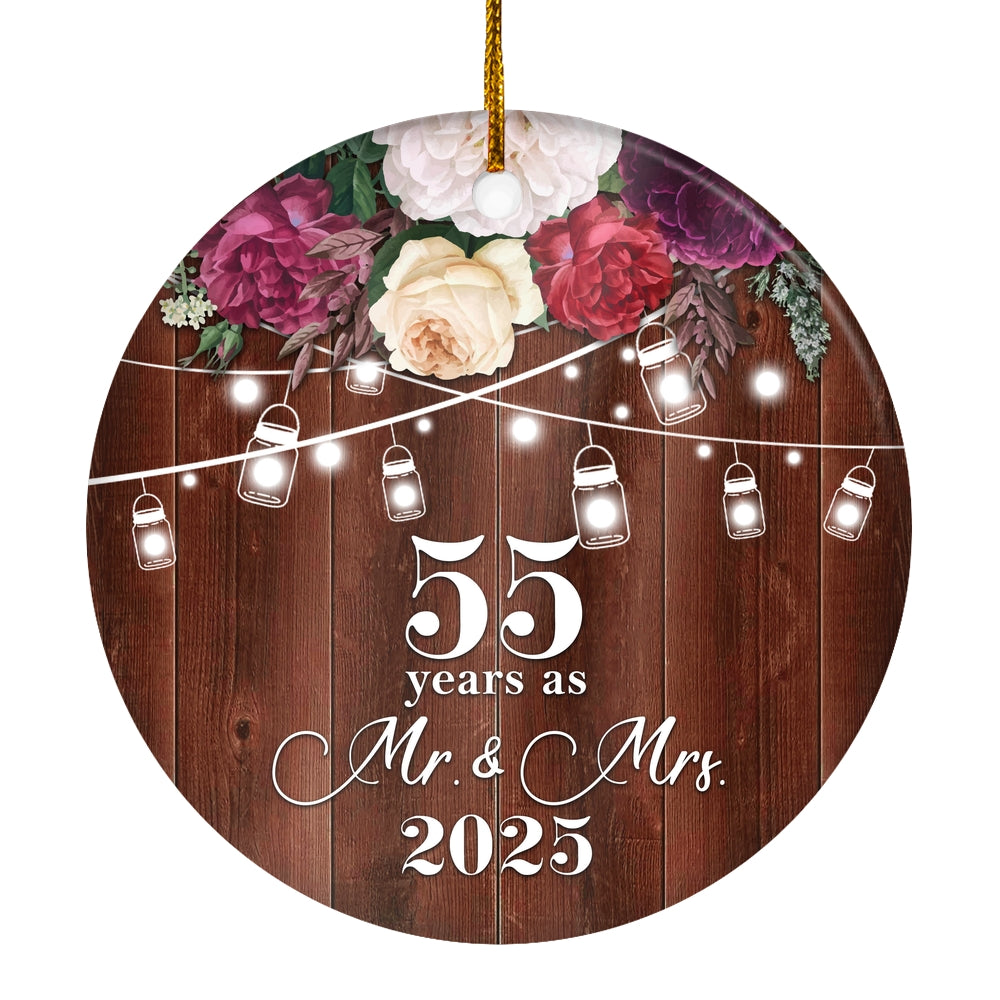 55th Anniversary Wedding Ornament 55 Years As Mr and Mrs For Couples Christmas Husband Wife Married Wedding Gift Holiday Decoration Christmas Tree Ornament | siriusteestore