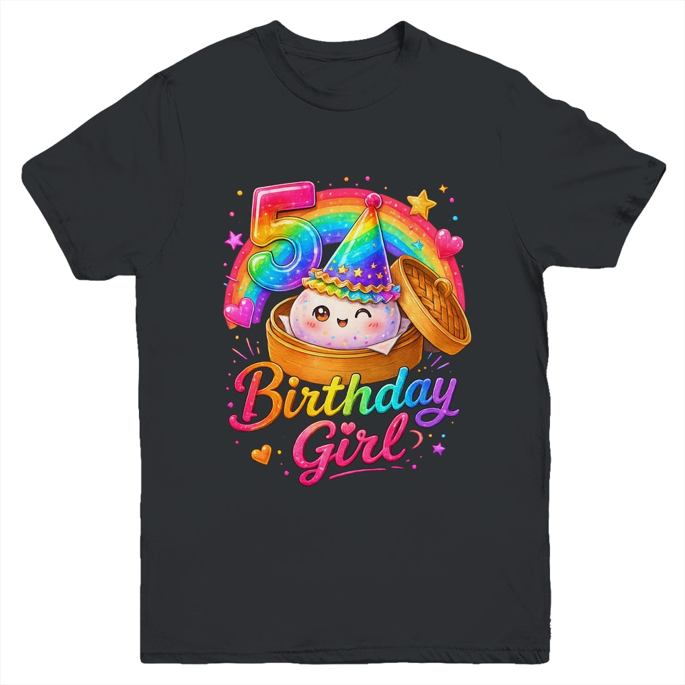 5Th Birthday Girl Dumpling Kawaii Pastel Anime 5 Years Old Youth Shirt | siriusteestore