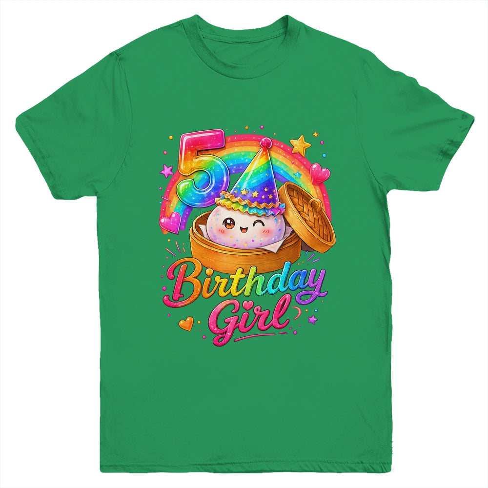 5Th Birthday Girl Dumpling Kawaii Pastel Anime 5 Years Old Youth Shirt | siriusteestore
