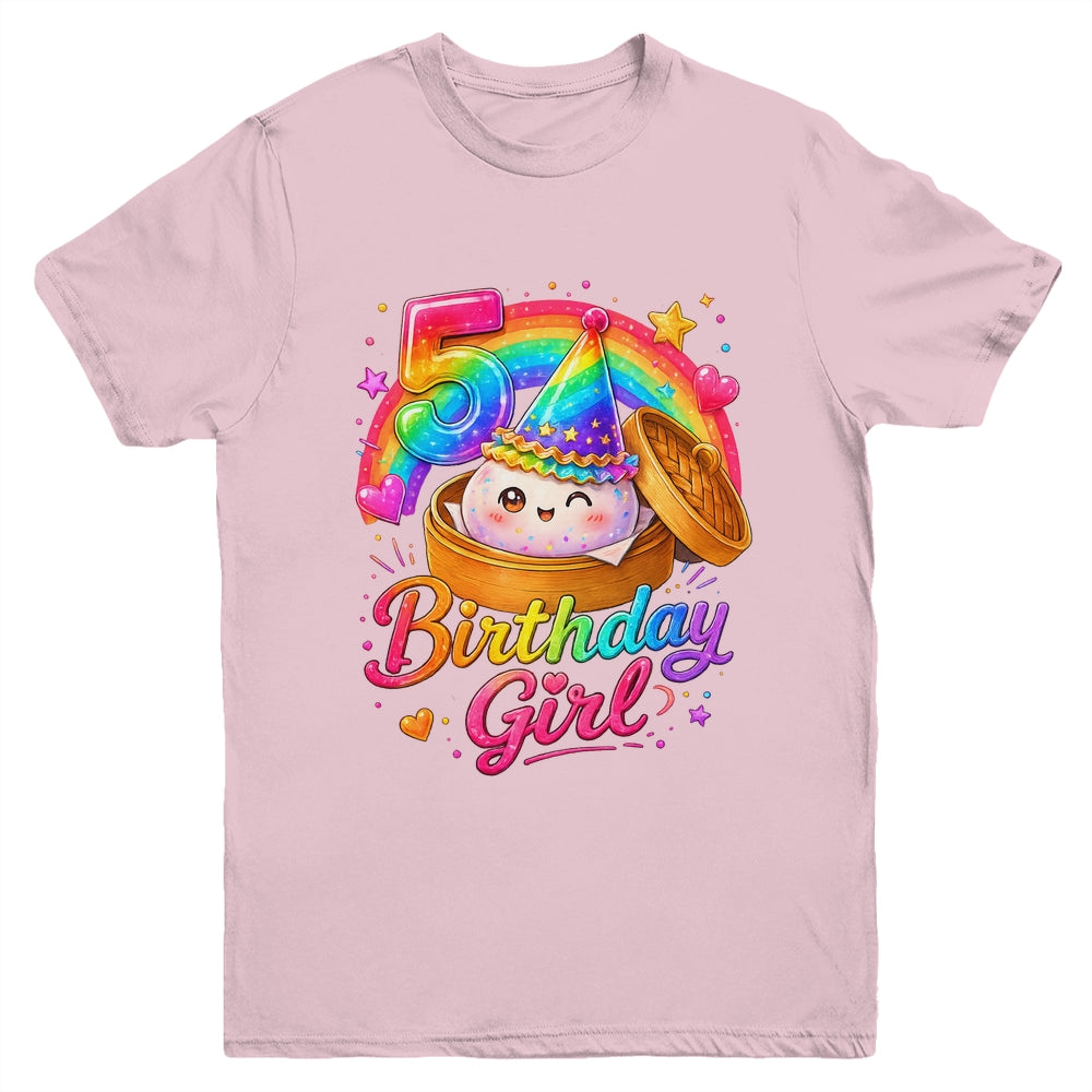 5Th Birthday Girl Dumpling Kawaii Pastel Anime 5 Years Old Youth Shirt | siriusteestore