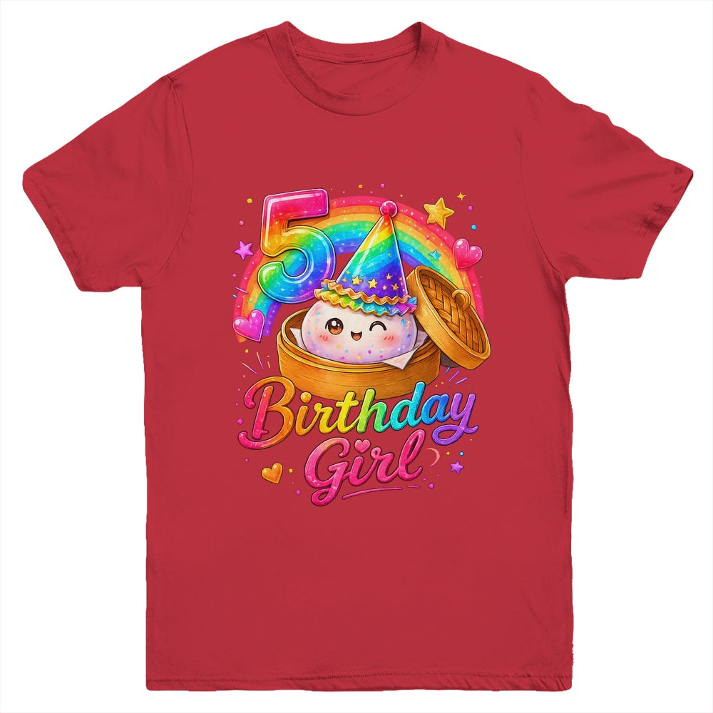 5Th Birthday Girl Dumpling Kawaii Pastel Anime 5 Years Old Youth Shirt | siriusteestore