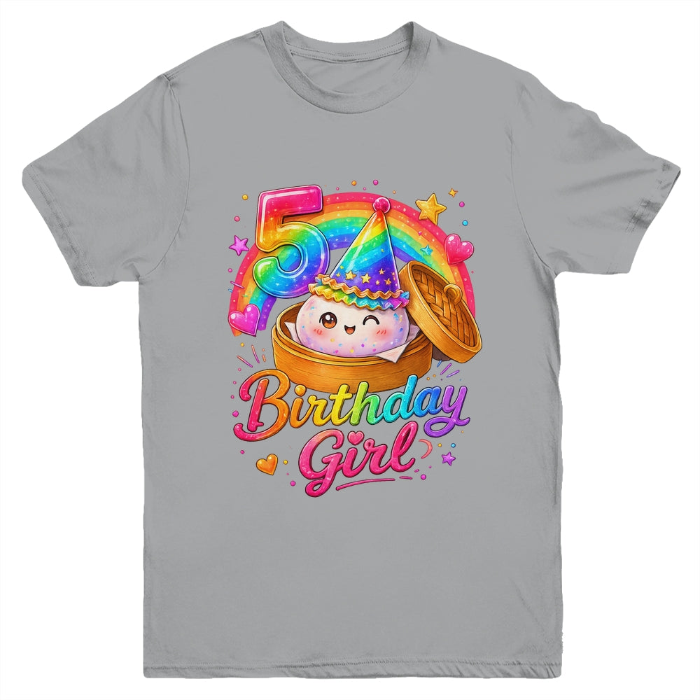 5Th Birthday Girl Dumpling Kawaii Pastel Anime 5 Years Old Youth Shirt | siriusteestore