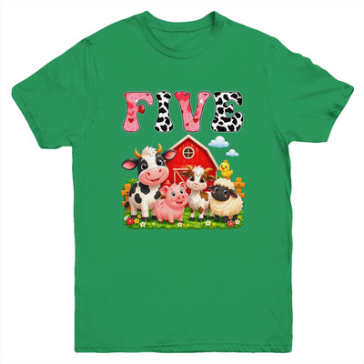 5Th Birthday Two Years Old Farm Theme Party Cow Birthday Youth Shirt | siriusteestore