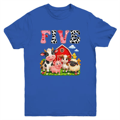 5Th Birthday Two Years Old Farm Theme Party Cow Birthday Youth Shirt | siriusteestore