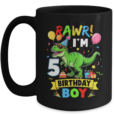 5 Years Old Boy 5th Birthday Boy T Rex Dinosaur Mug | siriusteestore