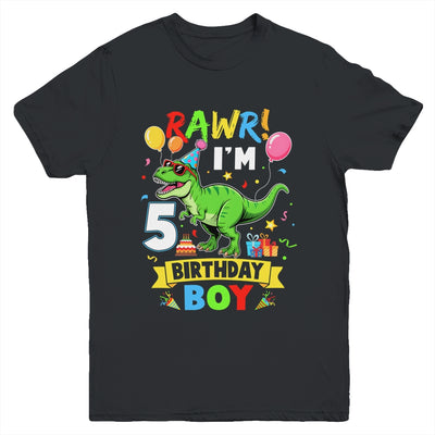 5 Years Old Boy 5th Birthday Boy T Rex Dinosaur Youth Shirt | siriusteestore