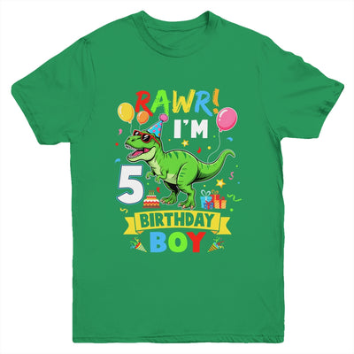 5 Years Old Boy 5th Birthday Boy T Rex Dinosaur Youth Shirt | siriusteestore