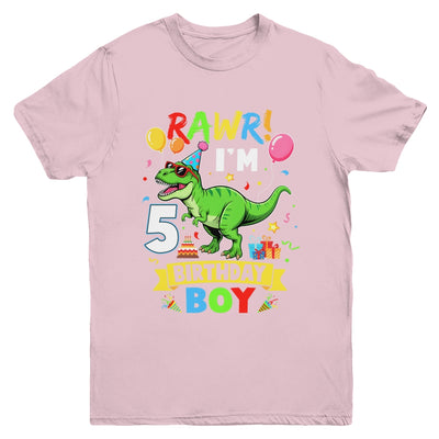 5 Years Old Boy 5th Birthday Boy T Rex Dinosaur Youth Shirt | siriusteestore