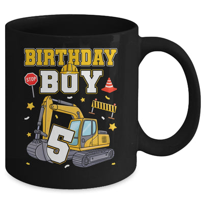 5th Birthday Boy 5 Years Old Excavator Three Decorations Mug | siriusteestore
