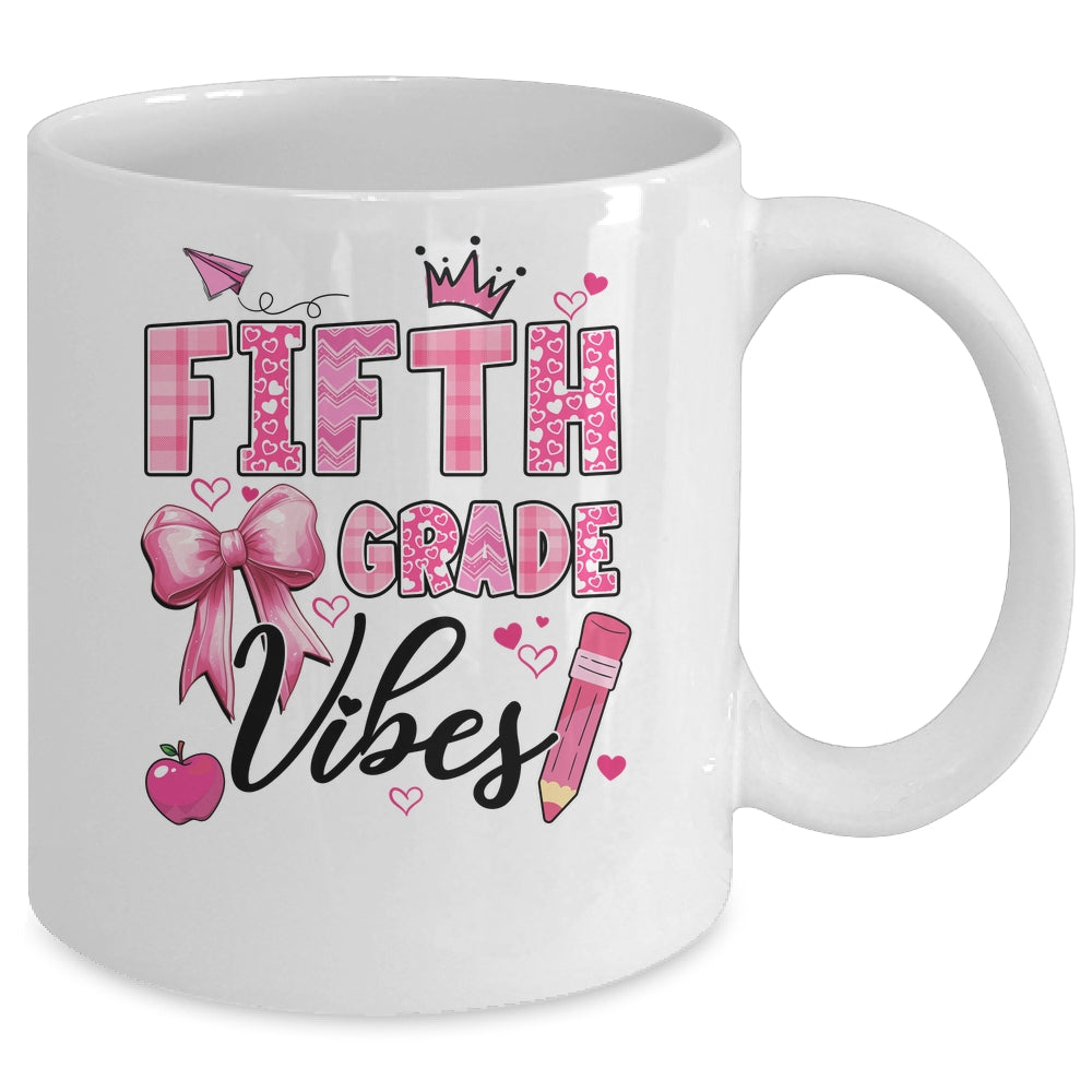 5th Fifth Grade Vibes Back To School Coquette Teacher Girl Mug | siriusteestore