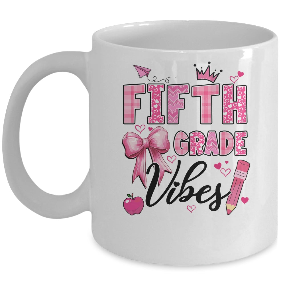 5th Fifth Grade Vibes Back To School Coquette Teacher Girl Mug | siriusteestore