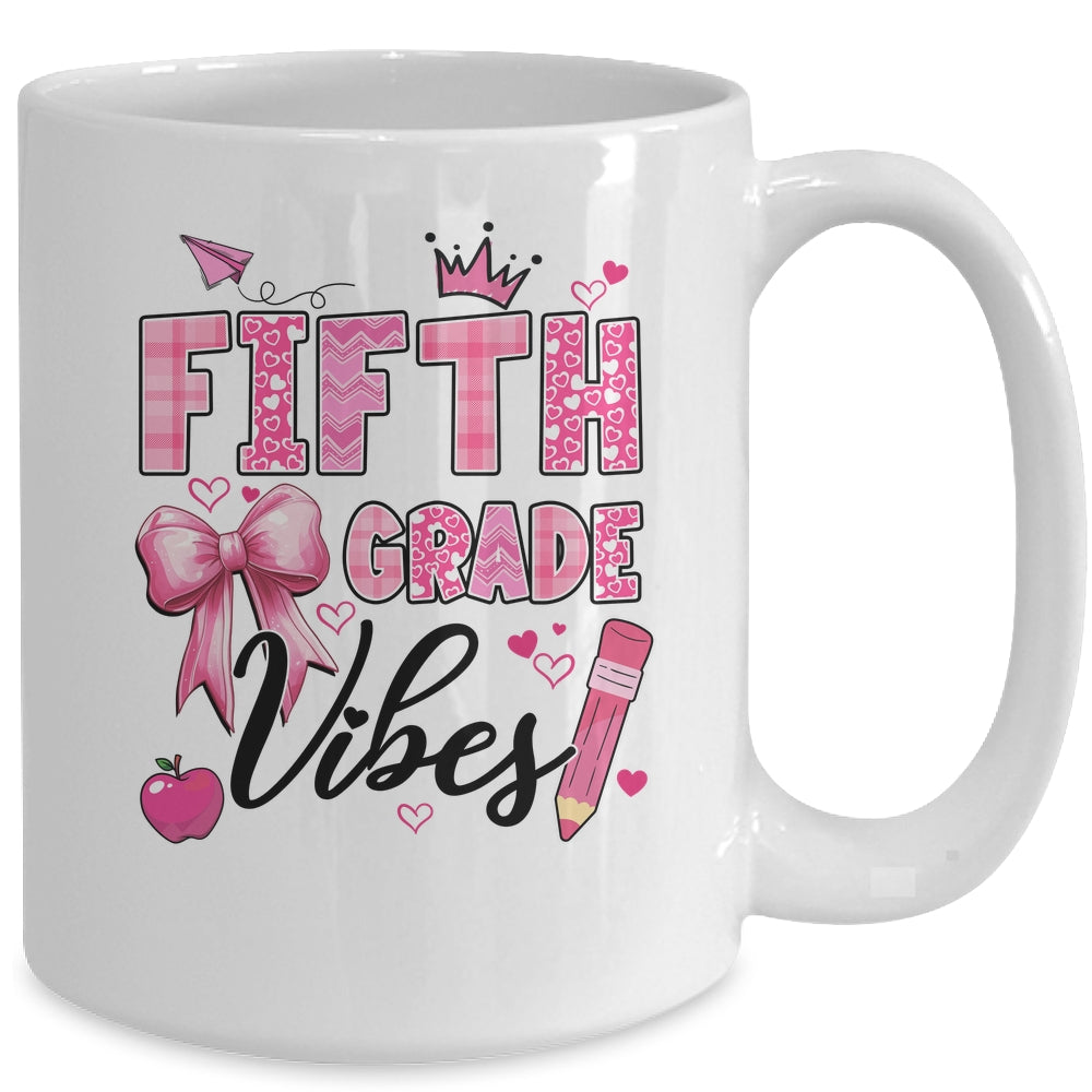 5th Fifth Grade Vibes Back To School Coquette Teacher Girl Mug | siriusteestore