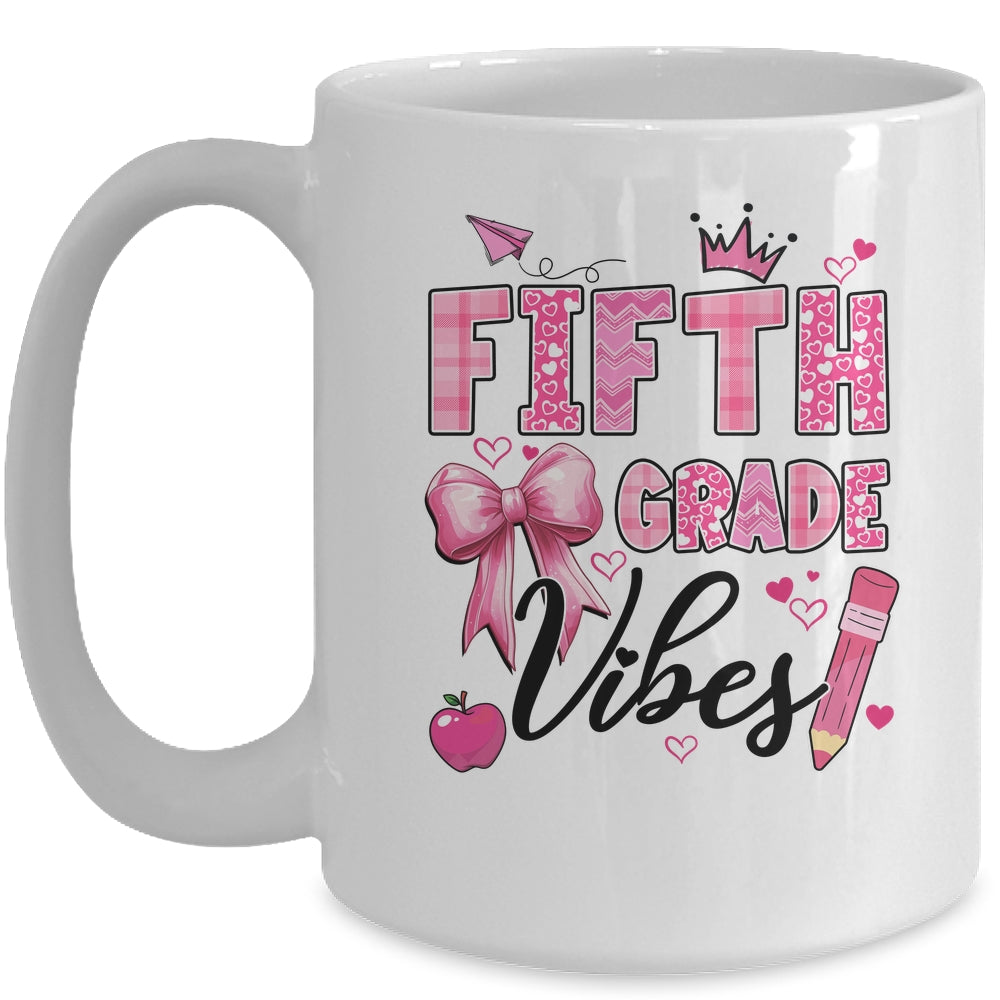 5th Fifth Grade Vibes Back To School Coquette Teacher Girl Mug | siriusteestore