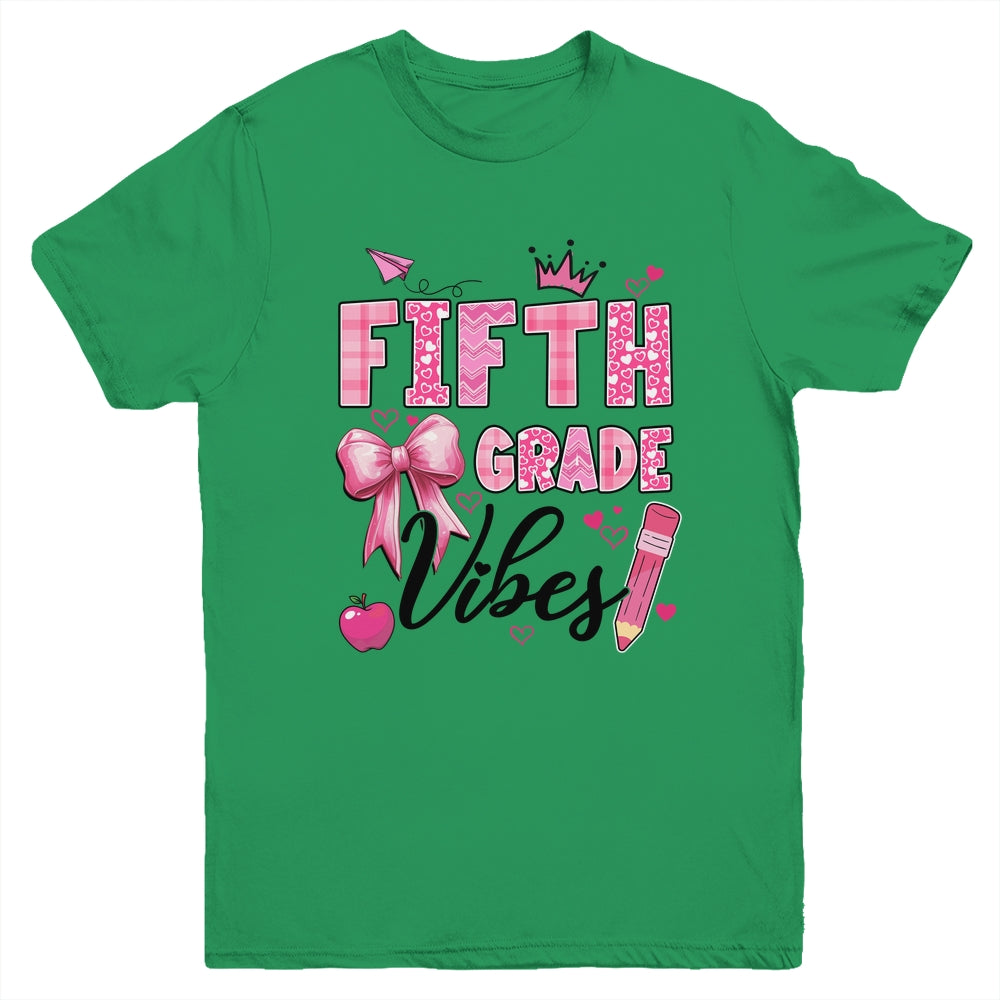 5th Fifth Grade Vibes Back To School Coquette Teacher Girl Youth Shirt | siriusteestore