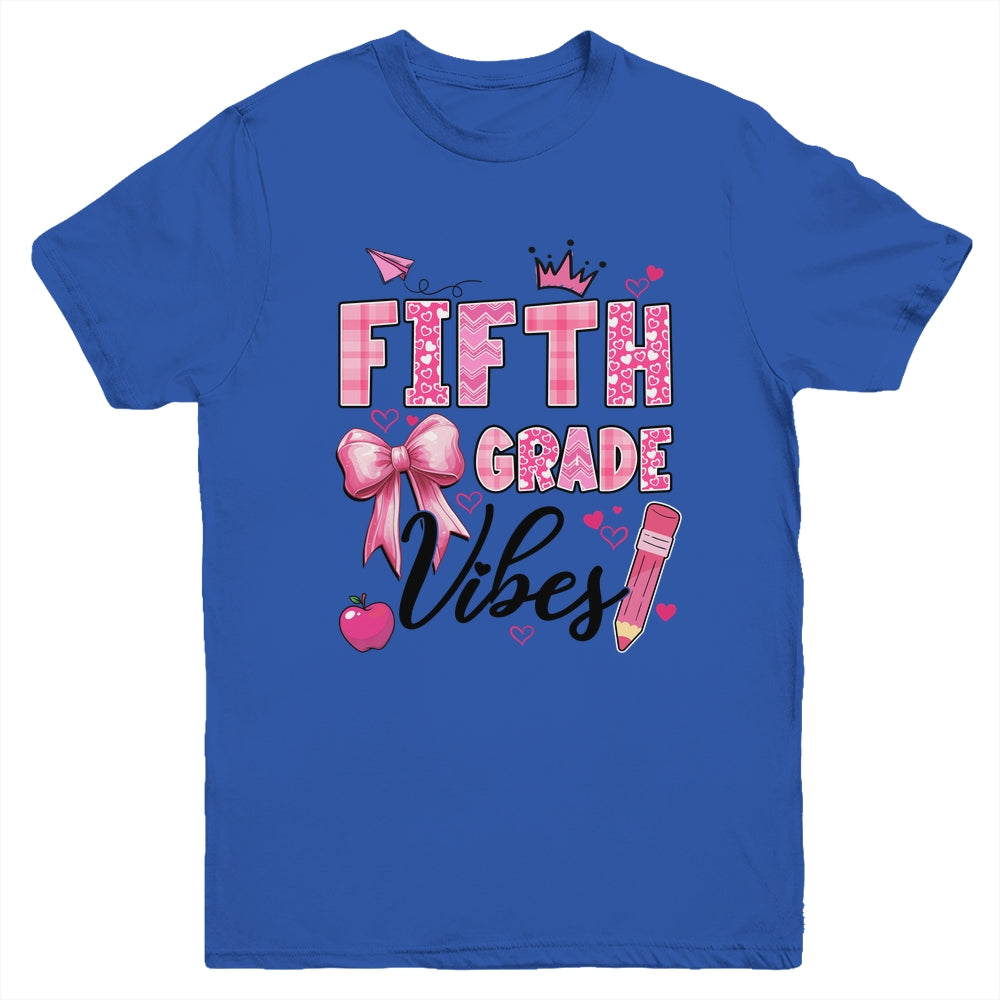 5th Fifth Grade Vibes Back To School Coquette Teacher Girl Youth Shirt | siriusteestore