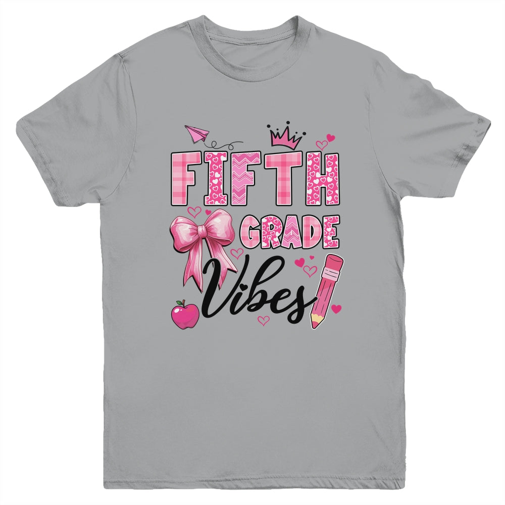 5th Fifth Grade Vibes Back To School Coquette Teacher Girl Youth Shirt | siriusteestore