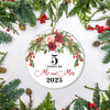 5th Wedding Anniversary 5 Years As Mr & Mrs 2025 Christmas Ornaments Gifts For Couples Husband Wife Holiday Decoration Christmas Tree Ornament | siriusteestore