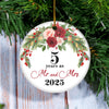 5th Wedding Anniversary 5 Years As Mr & Mrs 2025 Christmas Ornaments Gifts For Couples Husband Wife Holiday Decoration Christmas Tree Ornament | siriusteestore