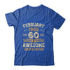 60 Years Awesome Vintage February 1965 60th Birthday Shirt & Hoodie | siriusteestore