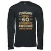 60 Years Awesome Vintage February 1965 60th Birthday Shirt & Hoodie | siriusteestore
