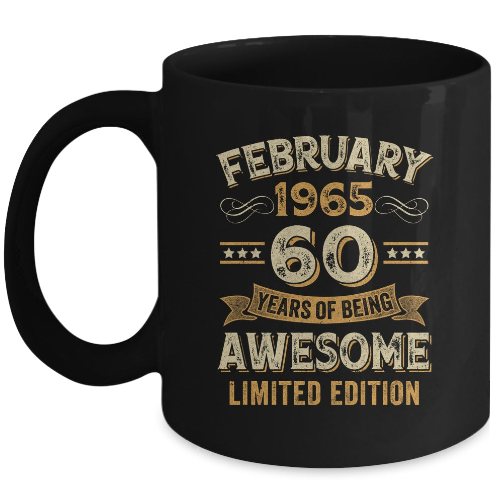 60 Years Awesome Vintage February 1965 60th Birthday Mug | siriusteestore