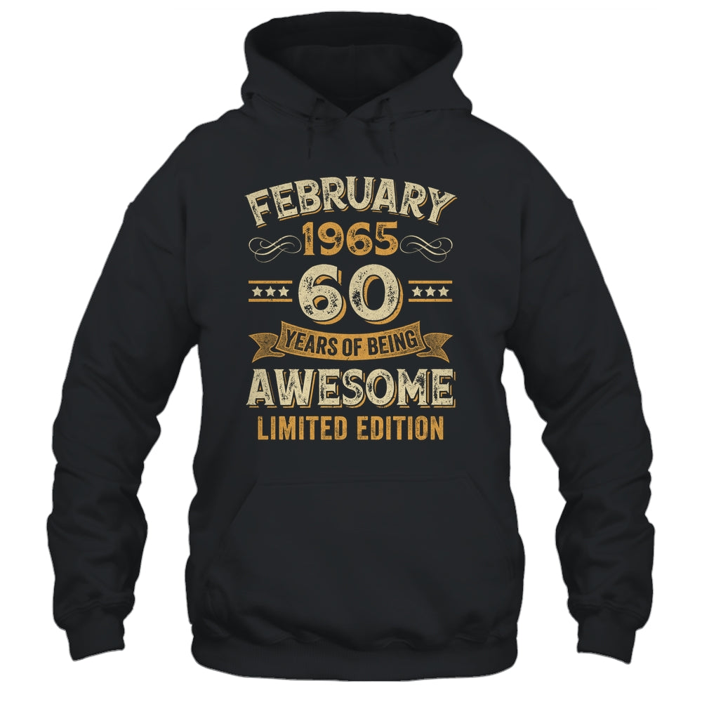 60 Years Awesome Vintage February 1965 60th Birthday Shirt & Hoodie | siriusteestore