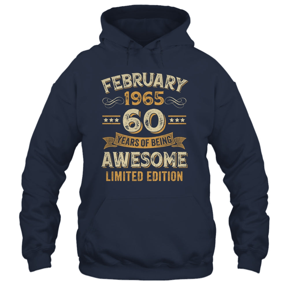 60 Years Awesome Vintage February 1965 60th Birthday Shirt & Hoodie | siriusteestore