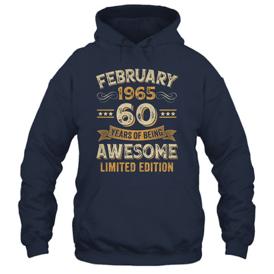 60 Years Awesome Vintage February 1965 60th Birthday Shirt & Hoodie | siriusteestore