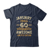 60 Years Awesome Vintage January 1965 60th Birthday Shirt & Hoodie | siriusteestore