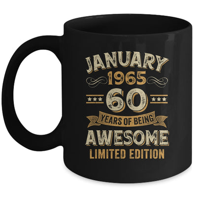 60 Years Awesome Vintage January 1965 60th Birthday Mug | siriusteestore