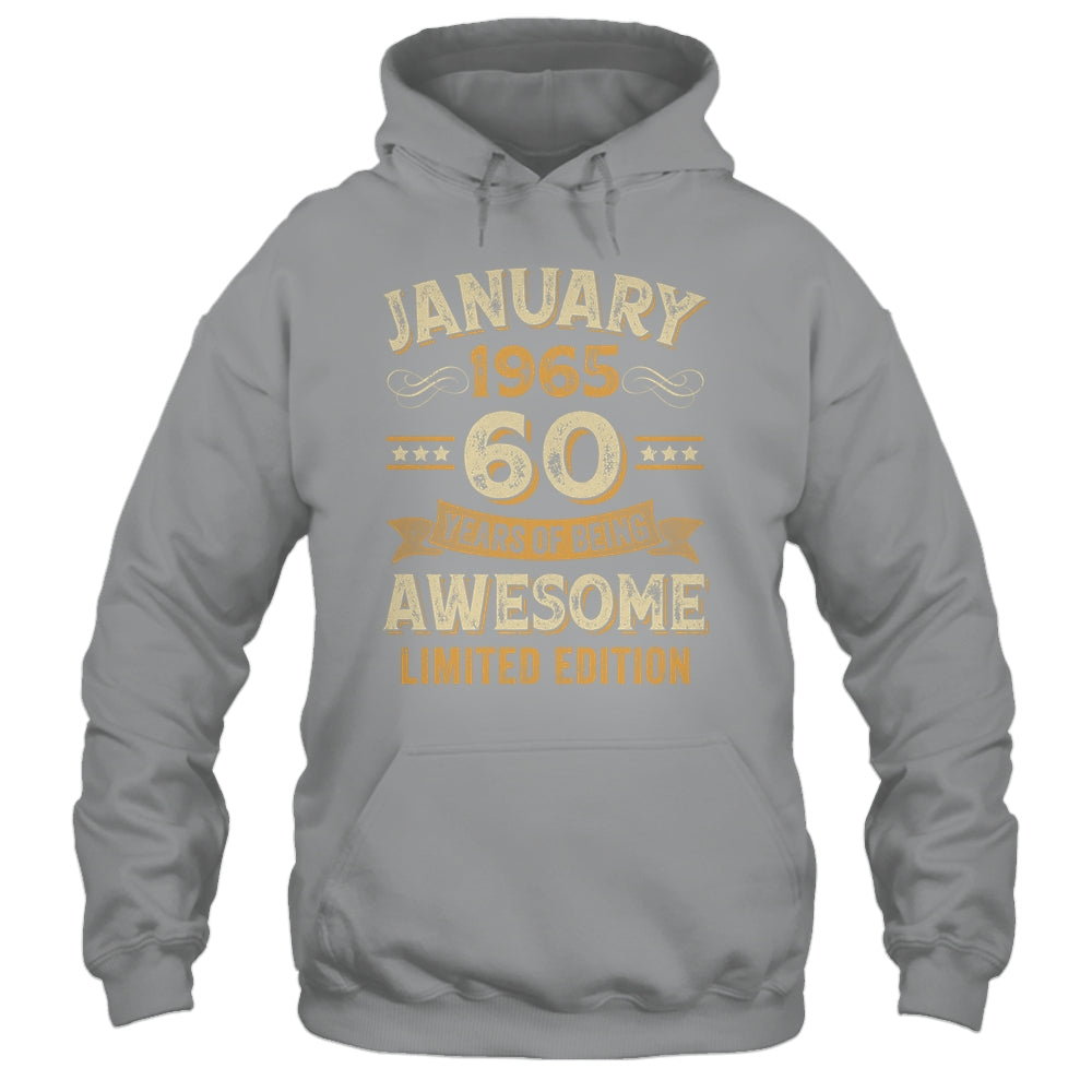 60 Years Awesome Vintage January 1965 60th Birthday Shirt & Hoodie | siriusteestore