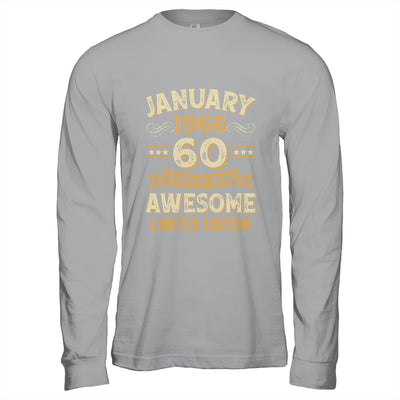 60 Years Awesome Vintage January 1966 60th Birthday Shirt & Hoodie | siriusteestore