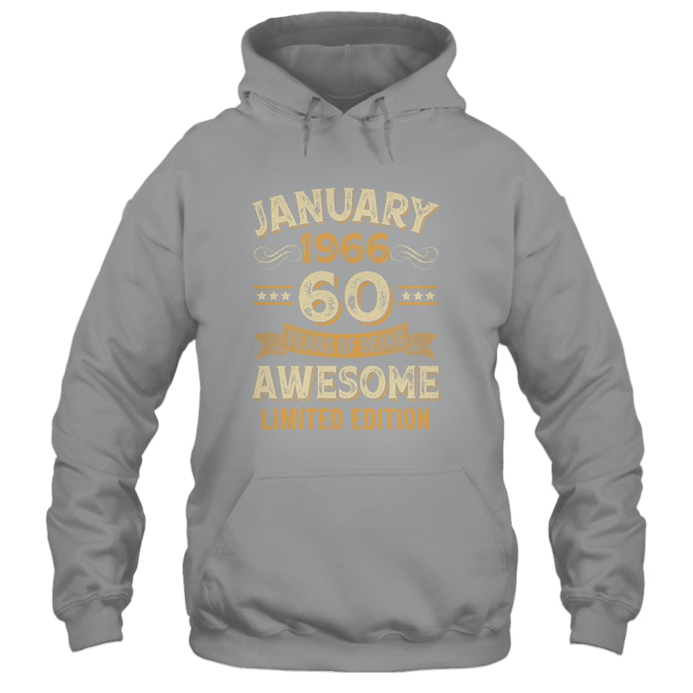 60 Years Awesome Vintage January 1966 60th Birthday Shirt & Hoodie | siriusteestore