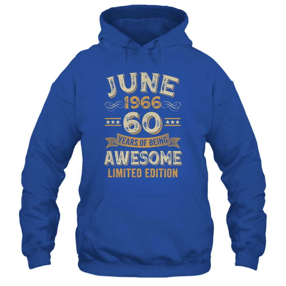 60 Years Awesome Vintage June 1966 60th Birthday Shirt & Hoodie | siriusteestore