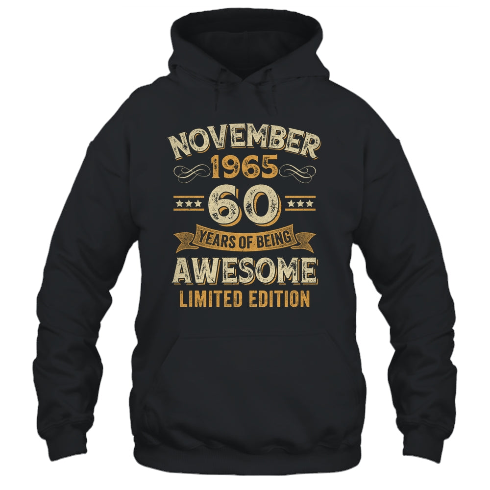 60 Years Awesome Vintage November 1965 60th Birthday Shirt & Hoodie | siriusteestore