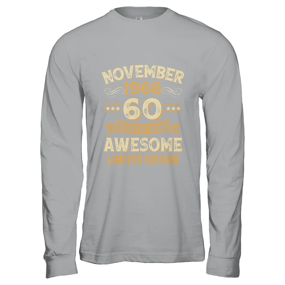 60 Years Awesome Vintage November 1966 60th Birthday Shirt & Hoodie | siriusteestore