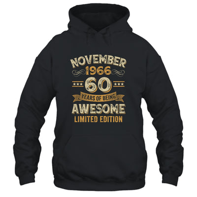 60 Years Awesome Vintage November 1966 60th Birthday Shirt & Hoodie | siriusteestore