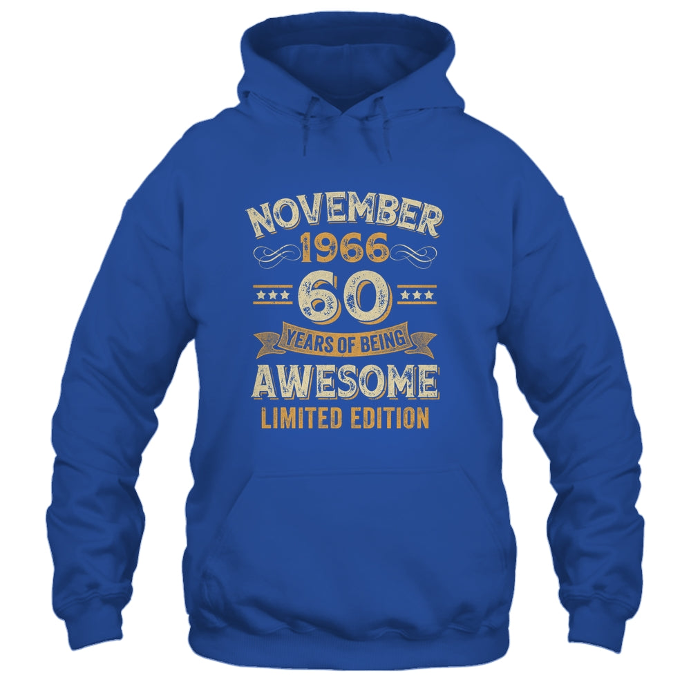 60 Years Awesome Vintage November 1966 60th Birthday Shirt & Hoodie | siriusteestore