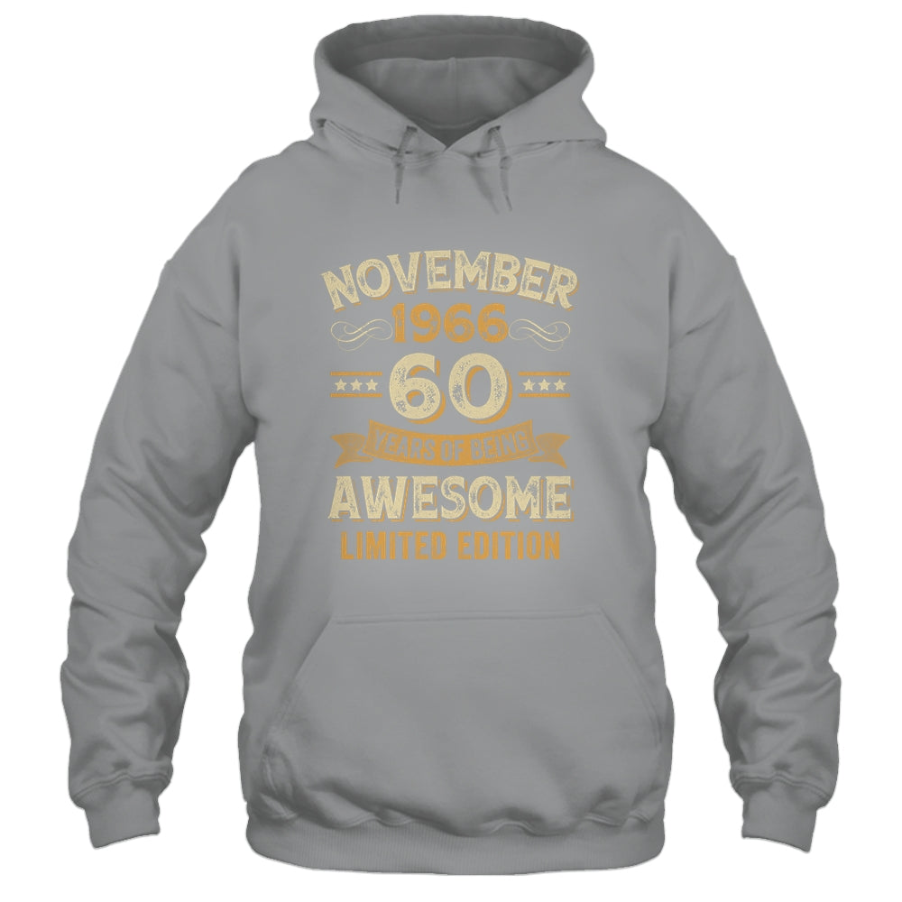 60 Years Awesome Vintage November 1966 60th Birthday Shirt & Hoodie | siriusteestore