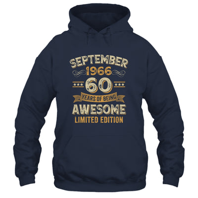60 Years Awesome Vintage September 1966 60th Birthday Shirt & Hoodie | siriusteestore