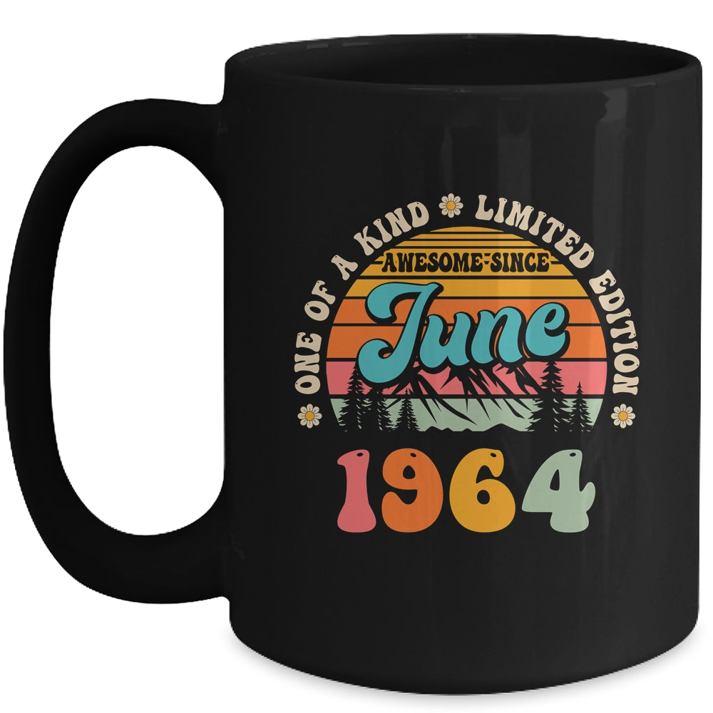 60 Years Old Awesome Since June 1964 60th Birthday Groovy Mug | siriusteestore
