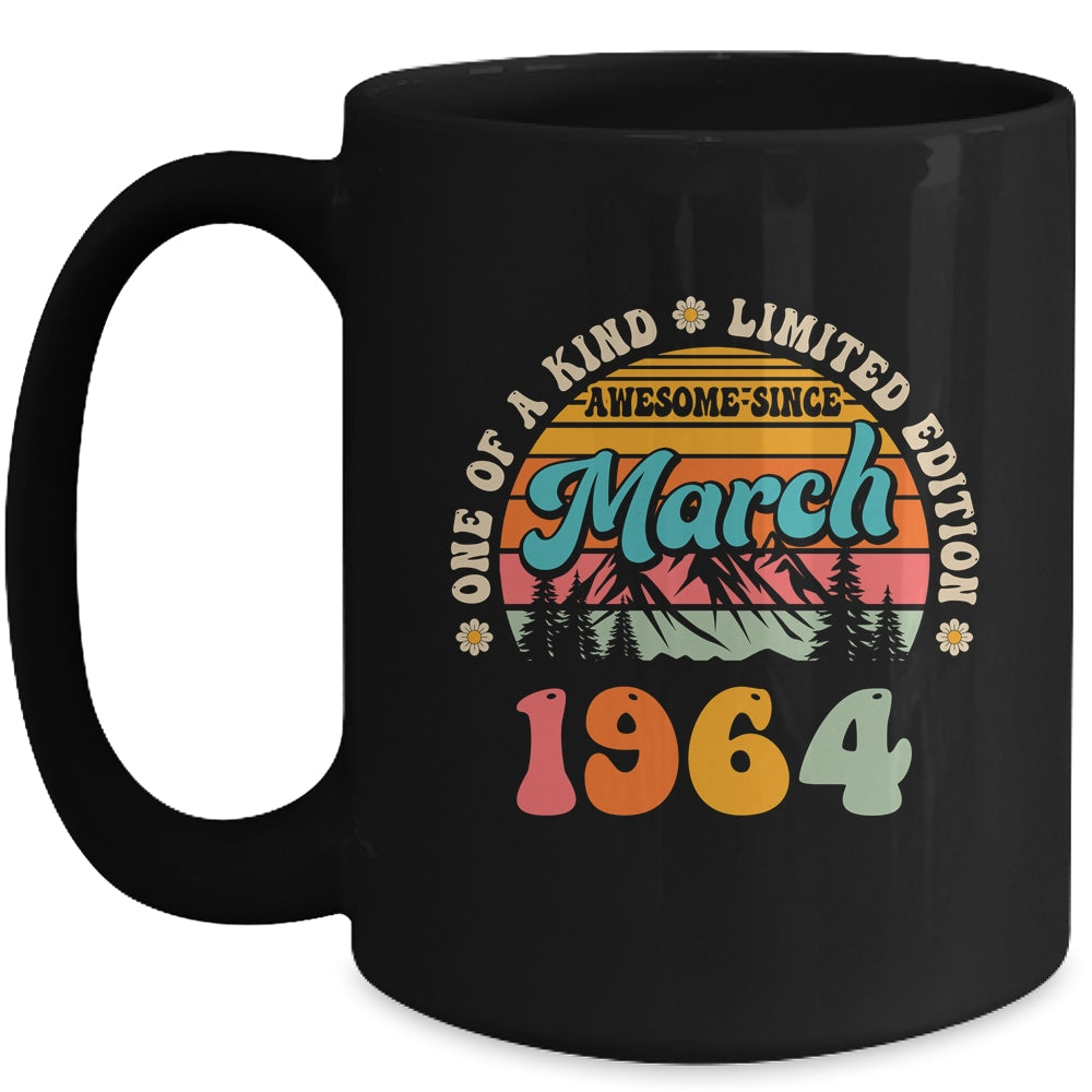60 Years Old Awesome Since March 1964 60th Birthday Groovy Mug | siriusteestore