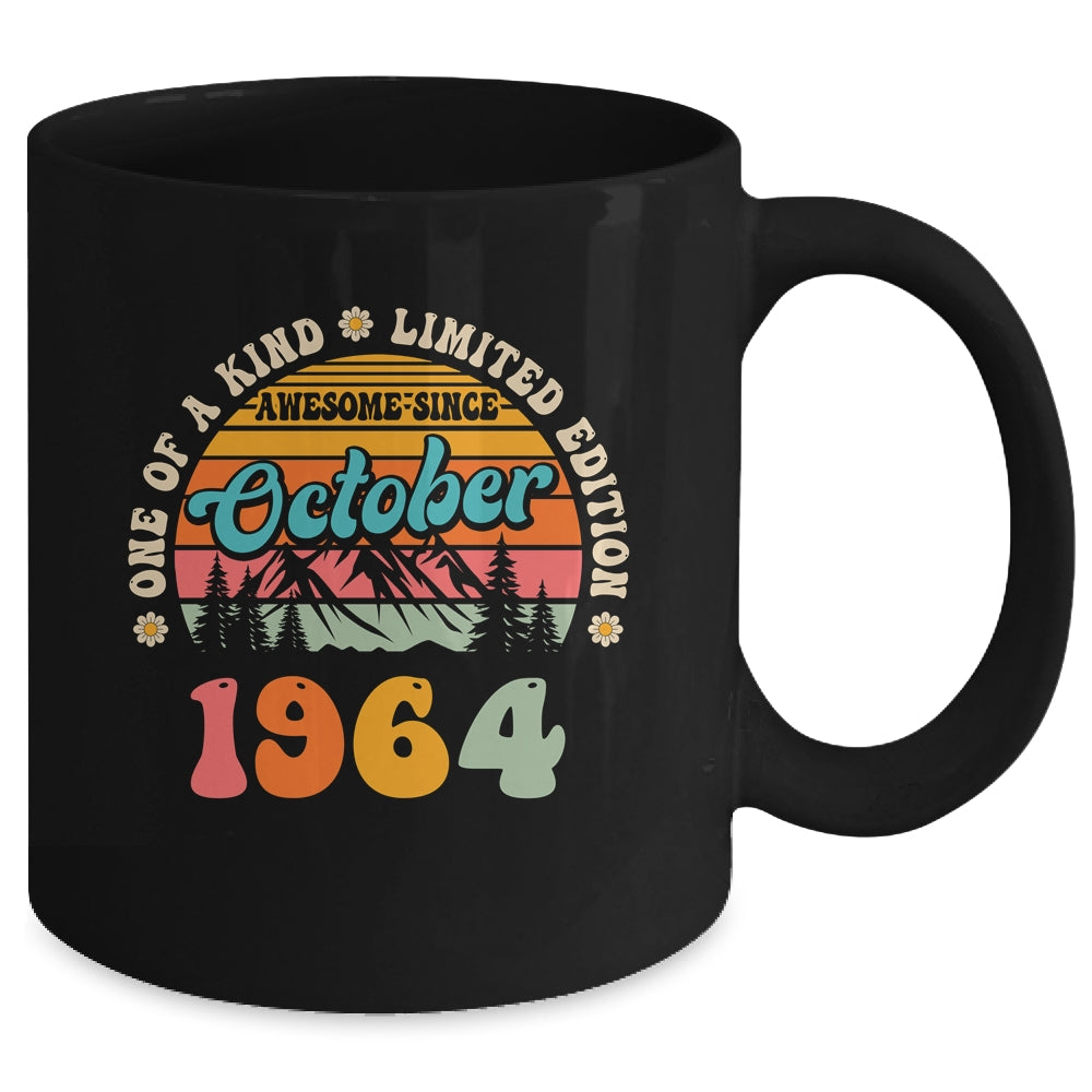 60 Years Old Awesome Since October 1964 60th Birthday Groovy Mug | siriusteestore