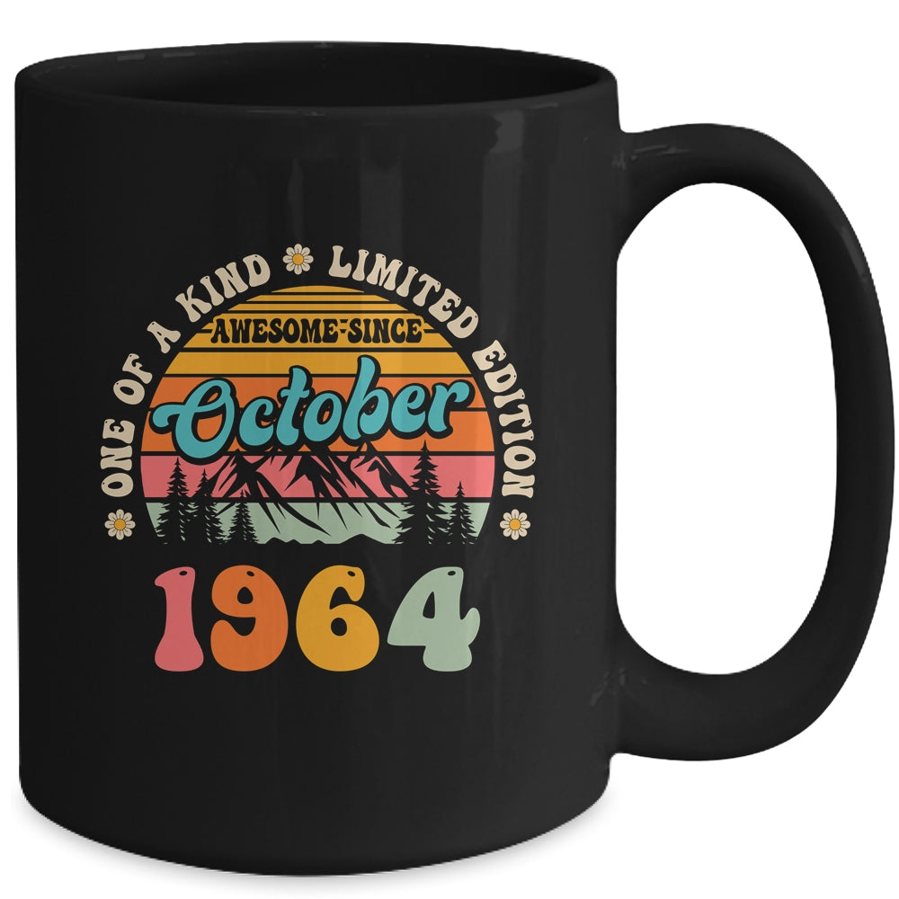 60 Years Old Awesome Since October 1964 60th Birthday Groovy Mug | siriusteestore