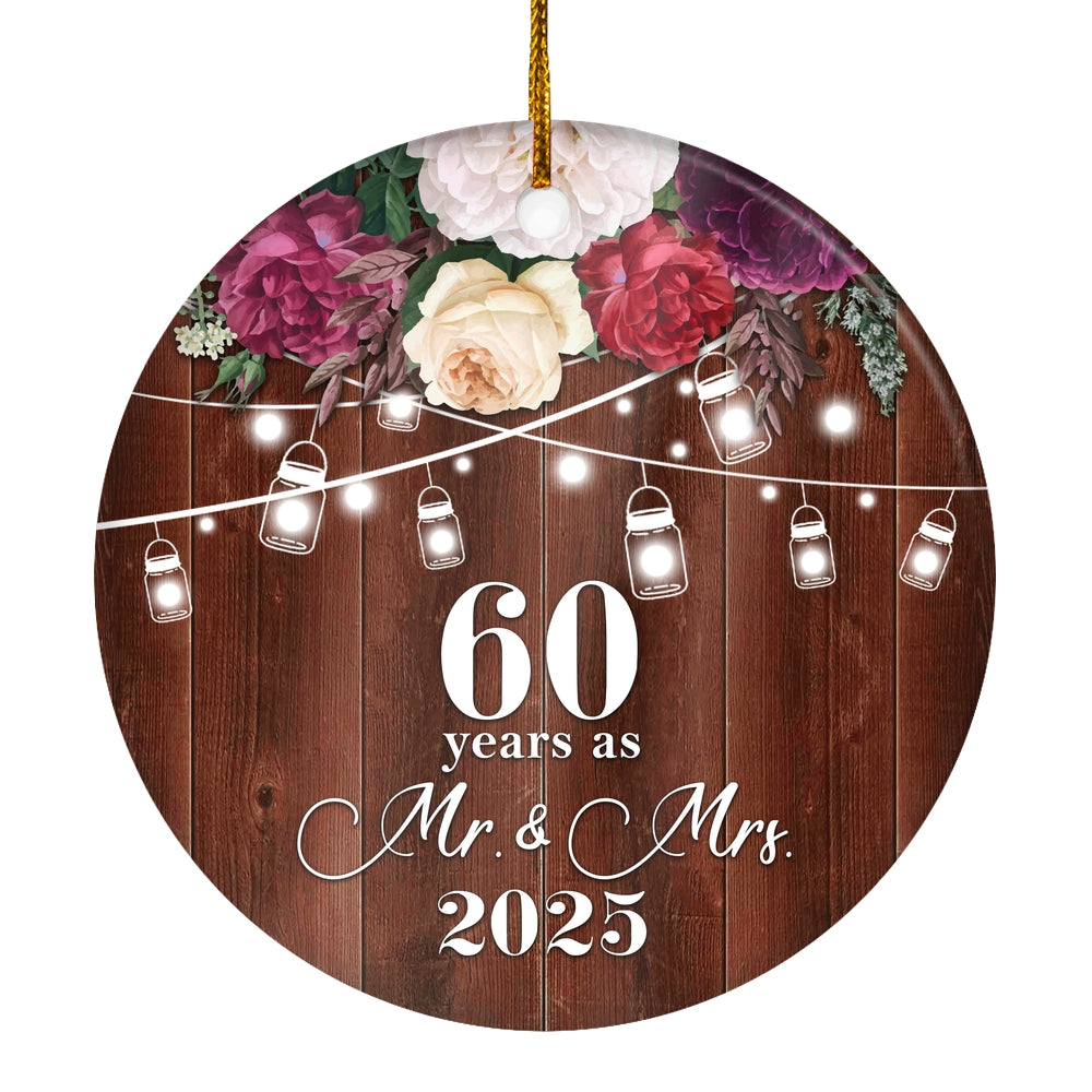 60th Anniversary Wedding Ornament 60 Years As Mr and Mrs For Couples Christmas Husband Wife Married Wedding Gift Holiday Decoration Christmas Tree Ornament | siriusteestore