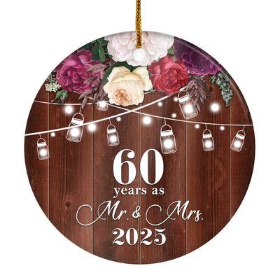 60th Anniversary Wedding Ornament 60 Years As Mr and Mrs For Couples Christmas Husband Wife Married Wedding Gift Holiday Decoration Christmas Tree Ornament | siriusteestore