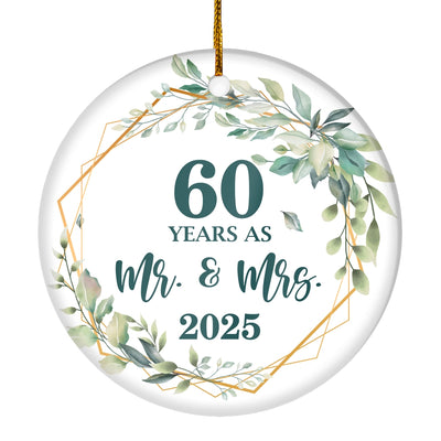 60th Anniversary Wedding Ornament Married 60 Years As Mr and Mrs For Couples Christmas Husband Wife Wedding Gift Holiday Decoration Christmas Tree Ornament | siriusteestore