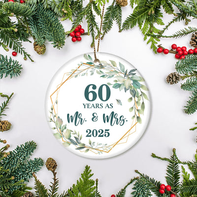 60th Anniversary Wedding Ornament Married 60 Years As Mr and Mrs For Couples Christmas Husband Wife Wedding Gift Holiday Decoration Christmas Tree Ornament | siriusteestore