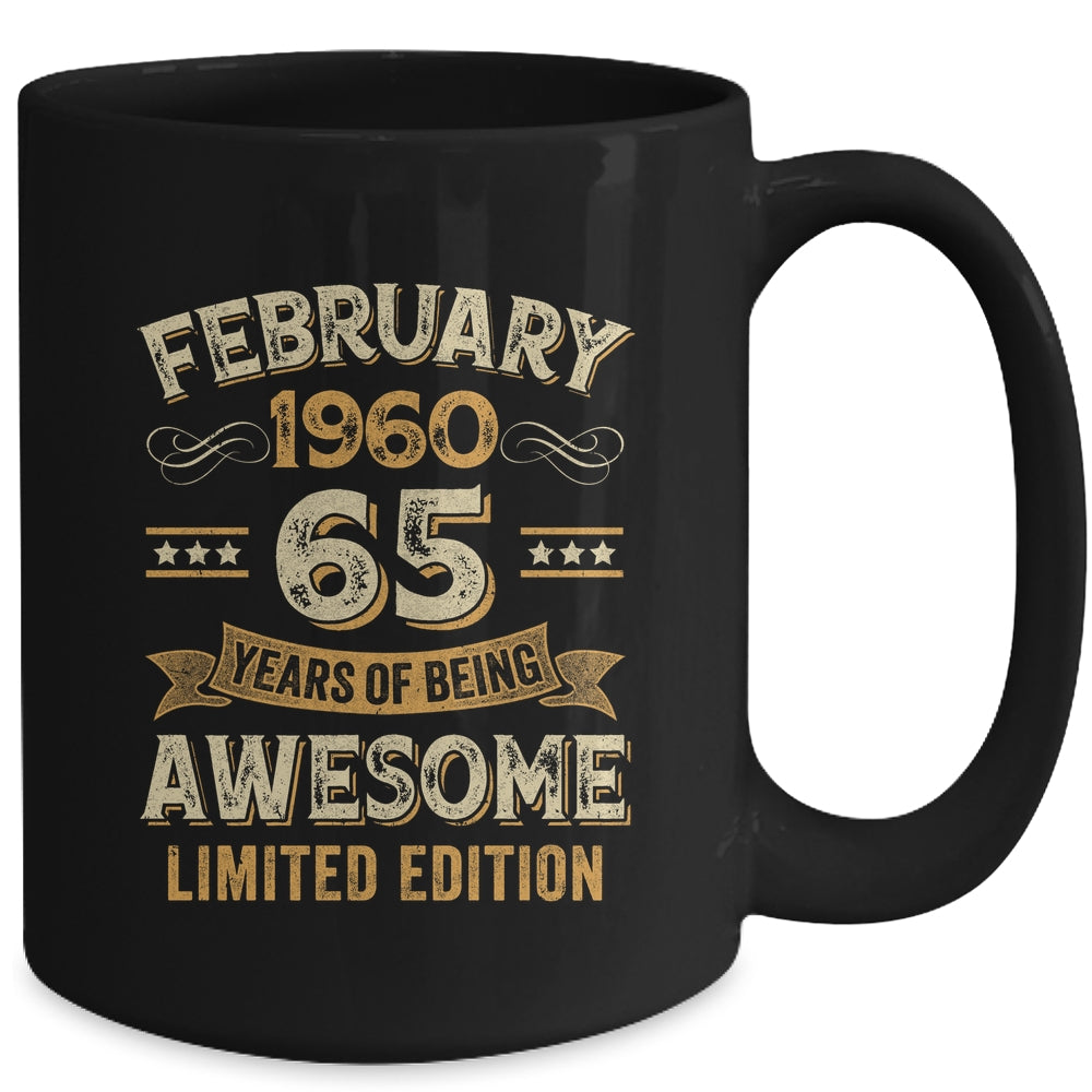 65 Years Awesome Vintage February 1960 65th Birthday Mug | siriusteestore
